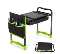 Todeco Banc Agenouilloir de Jardin, Repose Genoux avec 2 Types de Coussins et Sac à Outils, Genouillère et siège de Jardin Pliable, Tapis de Pelouse et Coussinets Doux pour Genoux de Jardinage