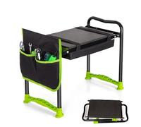 Todeco Banc Agenouilloir de Jardin, Repose Genoux avec 2 Types de Coussins et Sac à Outils, Genouillère et siège de Jardin Pliable, Tapis de Pelouse et Coussinets Doux pour Genoux de Jardinage
