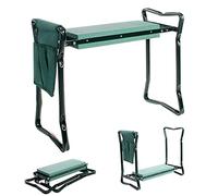 Todeco Banc Agenouilloir de Jardin, Repose Genoux avec Sac à Outils, Genouillère et siège de Jardin Pliable, Tapis de Pelouse et Coussinets Doux pour Genoux de Jardinage pour Personnes âgées