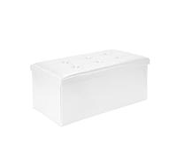 Todeco - Banc Pliant, Ottoman avec Espace de Stockage - Charge maximale: 150 kg - Matériau: Simili-Cuir - Finition piquée et capitonnée, 76 x 38 x 38 cm, Blanc