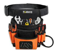 Todeco Ceinture Porte Outils, Sacoche à Outils avec Ceinture réglable, Ceinture Bricolage magnétique, Ceinture Outils pour La Fixation des Vis, Boulons, Clous, Bits, Attaches, Tournevis
