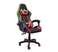 Todeco Chaise Gaming Massage avec Lumière LED Fauteuil de Bureau Pivotant Ergonomique Dossier Haut Dossier et Hauteur de Siège Règlable Chaise Gamer avec Appui-Tête Massage Support Lombaire, Rouge