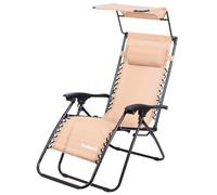 Todeco Chaise Longue Pliable avec Pare Soleil, Transat Jardin, Kaki | Bain de Soleil avec Repose-tête, d’accoudoirs Réglables, Camping en Respirantes Textilène