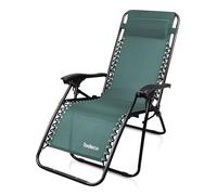 Todeco Chaise Longue Pliable, Transat Jardin avec Repose-tête, Vert