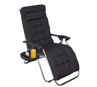 Todeco Chaise Longue Pliante avec Coussin Amovible, 2 en 1 Transat de Plage avec Porte-gobelet, d’accoudoirs Réglables, Respirantes Textilène, Bain de Soleil pour la Piscine de Jardin, Noir