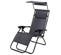 Todeco Chaise Longue Transat Jardin Plein Air, Transat de Plage Pliable avec Pare Soleil, Bain de Soleil avec Repose-tête