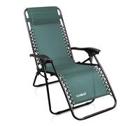 Todeco Chaises Longues Zéro Gravité, Fauteuils Relax de Jardin Pliables en Textilène Respirant avec Repose-Tête, Dossier Inclinable Multiposition, Bain de Soleil Terrasse Balcon Piscine, Vert