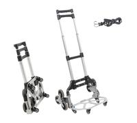 Todeco Diable Pliant Léger en Aluminium à 10 Roues, Chariot Demenagement Pliable avec Cordes d'expansion, Réglage en Hauteur, 4X Quatre Roues Universelles, Chariot de Transport Charge 80kg