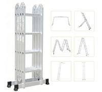 Todeco Échelle Multifonction Pliante 6 en 1, 4.7m Échelle Téléscopique 4x4 | Aluminium, Norme EN131, Charge Max 150kg, Idéal Bricolage et Toiture
