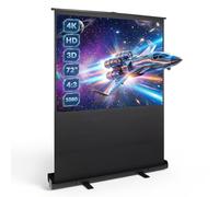 Todeco Écran de Projection 72 Pouces sur Pied, Écran Rétractable, Noir | Formats 4:3, 16:9, compatible Full HD, 4K, 3D, hauteur réglable, portable, sans installation, maison, bureau
