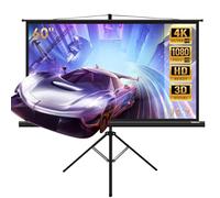 Todeco Écran de Projection sur Pied 60 Pouces, Portable Pliable, Écran pour projecteur avec trépied, pour intérieur ou extérieur, 130 x 75 cm, Formats 16:9, HD 4K 3D, Noir