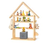 Todeco Étagère Magnétique en Bois Compatible avec Tonie Box et Tonies, Support autoportant pour 30-40 Figurines, Aimants Renforcés, Crochets Latéraux, Design Maisonnette