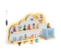 Todeco Étagère magnétique, pour Tonie Box et Tonies, avec Bande Lumineuse LED, Jusqu'à 15-20 Tonies, Murale Étagère pour boîte à Musique pour Enfant, Nuage Gris