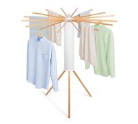Todeco Etendoir Linge Interieur avec 10 Pinces à Linge, Séchoir à Rayons en éventail en Bois, Séchoir à Linge Pliant pour Le Linge de Petite Taille terrasse Jardin
