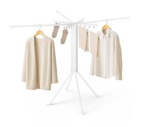 Todeco Etendoir Linge Interieur avec Pinces à Linge, 4 tiges rétractables Entre 55 et 84 cm, Séchoir à Rayons en éventail, Séchoir à Linge Pliant pour Le Linge de Petite Taille Terrasse Jardin