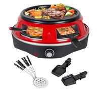 Todeco Four à pizza électrique 3 en 1, 1200W, avec 6 mini pelles à pizza, 6 Poêle à fromage, Plat de cuisson amovible, pour mini pizza de ⌀ 10 cm, griller et crêpes, pour 6 personnes