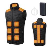 Todeco Gilet chauffant, veste chauffante pour homme/femme, avec 20000mAh batterie incluse, 3 Niveau de chauffant, 21 zones chauffante, pour Ski Plein Air Randonnée Hiver Moto Chasse Camping, L