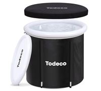 Todeco Grand bain glacé pour athlète, Bain portable extérieur ou intérieur avec couvercle Bain pour cryothérapie, Baignoire pliable adulte,Sauna Baignoire À Vapeur Baignoire Adulte Seau, Ice Bath