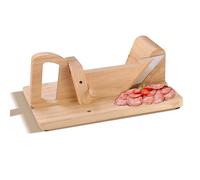 Todeco Guillotine à Saucisson en Bois, Trancheuse Manuelle | Lame inox, verrou de sécurité, patins antidérapants, ergonomic handle, pour charcuterie, salami, chorizo, fromage dur