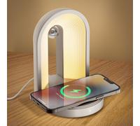 Lampe de Chevet Chargeur sans Fil 15W, Lampe de Table avec 2 Modes de Couleur et Intensité Variable, Lampes Tactiles Pour Chambre