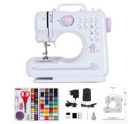 Todeco Machine à coudre portable avec tiroir, Machine à Coudre Débutant avec 12 programmes de couture, avec Kit Couture et pédales, Violet