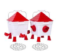 Todeco Mangeoire Poules et Abreuvoir Poules Ensemble, 6Kg Mangeoire Poule et 8L Abreuvoir Poule Automatique pour Volailles avec 4 Ports & 4 Coupelles Pieds Réglables Chaînes Acier