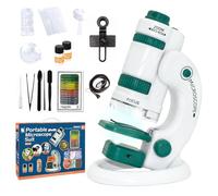 Todeco 60X-180X Microscope pour Enfants, Ensemble Microscope, avec Zoom éclairé par LED, 12 Lames de Microscope préparées, pour Les Enfants, Les étudiants, l'observation microbiologique