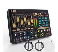 Mixeur DJ avec Carte Son, Todeco Studio de Production de Podcast Mélangeur Audio Portable Bluetooth Contrôleur avec Effets de Mixage et Changeur de Voix pour Streaming en Direct/PC/Enregistrement