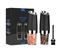 Todeco- Moulin à poivre électrique à gravité, Moulin à poivre électrique, pour moudre les épices à poivre, Noir, Pack de 2, Capacité: 120 ML, Dimensions: 20 x 5.5 x 5.5 cm