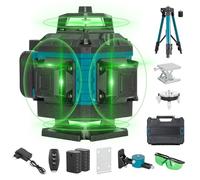 Todeco Niveau Laser 4 x 360° 4D 16 Lignes Auto-Nivelant, Laser Chantier avec 2 x 3000mAh Batterie & Affichage LED, Étanche et Anti-Poussière, Avec Télécommande et Trépied Réglable en Hauteur