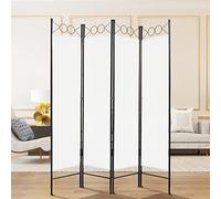 Todeco Paravent Interieur 4 Panneaux, Séparateur de Pièce Pliable, Ecran d'Intimité Paravent Chambre à Coucher Maison Balcon, 160 x 180 cm, Blanc