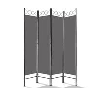 Todeco Paravent Interieur 4 Panneaux, Séparateur de Pièce Pliable, Ecran d'Intimité Paravent Chambre à Coucher Maison Balcon, 160 x 180 cm, Gris