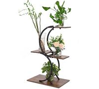Todeco Porte plante interieur 4 Niveaux, Support plantes en Métal, étagère plante interieur support pot de fleurs pour Salon Balcon Jardin Bureau