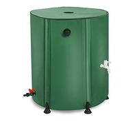 Todeco Récupérateur Eau de Pluie Pliable 225L, Collecteur Tonneau Eau de Pluie Gouttiere, Recuperateur Eau avec Robinet, Filtre, Soupape de Décharge, 6X Tiges de Support, Couvercle, Cuve Eau Jardin