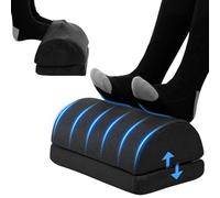 Todeco Repose-pieds Réglable sous Bureau, Ergonomique pour Hauteur Ajustable, Mousse à Mémoire de Forme avec un Fond non Glissable Housse Lavable, Voyages(Noir pur)