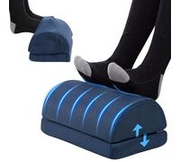 Todeco Repose-pieds Réglable sous Bureau, Ergonomique pour Hauteur Ajustable, Mousse à Mémoire de Forme avec un Fond non Glissable Housse Lavable, Voyages（Bleu marine)