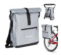 Todeco Sac à Dos de Vélo 3 en 1 (20L), Sacoche Porte-Bagage arrière de vélo, Sac à Dos étanche et Sacoche Bandoulière, Imperméable & Réfléchissante, Compartiment Ordinateur, Gris
