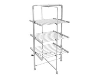 Todeco Sèche-Linge Electrique, Etendoir Pliant d’Intérieur avec des Roues | Grande capacité 3 niveaux, Alliage aluminium léger, Roues intégrées pour déplacement facile, Idéal hiver et temps humide.