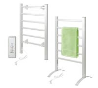 Todeco Sèche-Serviettes Électrique Mural avec 6 Barres et Minuterie, Porte Serviettes et Éche Serviettes Multifonctionnel, 90x53x35.5 cm