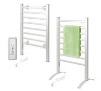 Todeco Sèche-Serviettes Électrique Mural avec 8 Barres et Minuterie, Porte Serviettes et Éche Serviettes Multifonctionnel, 90x53x35.5cm