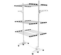 Todeco Séchoir à Linge Pliant à 3 Niveaux, Etendoir à Linge intérieur en Acier Inoxydable, Sèche-Linge étendoir Pliable avec Ailes réglables en Hauteur pour Terrasse Jardin, Noir