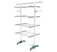 Todeco Séchoir à Linge Pliant à 4 Niveaux, Etendoir à Linge intérieur en Acier Inoxydable, avec Barre Supérieure extensible, Sarcelle