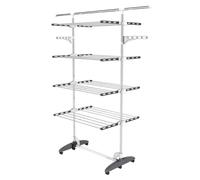 Todeco Séchoir à Linge Pliant à 4 Niveaux, Etendoir à Linge intérieur en Acier Inoxydable, avec Barre Supérieure extensible, Gris