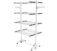 Todeco Séchoir à Linge Pliant à 4 Niveaux, Etendoir à Linge intérieur en Acier Inoxydable, Sèche-Linge étendoir Pliable avec Ailes réglables en Hauteur pour Terrasse Jardin, Noir