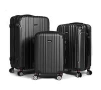 Todeco Set de 3 Valises de Voyage Rigide 55/68/78cm, Valise de Voyage Rigide et Légère en ABS, Bagage à roulettes avec 4 Doubles Roues Pivotantes 360°, Noir