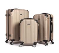 Todeco Set de 3 Valises de Voyage Rigide 55/68/78cm, Valise de Voyage Rigide et Légère en ABS, Bagage à roulettes avec 4 Doubles Roues Pivotantes 360°, Champagne