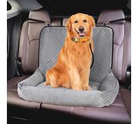 Todeco Siège Auto pour Chien de Grande et Moyenne Taille, Siege Auto Chien Amovible et Lavable avec Ceintures, Sangles de Fixation et Poches de Rangement Latérales, pour Tout Type de Voiture, Gris