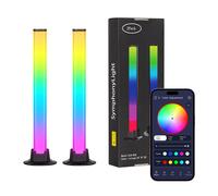 Todeco Smart LED RGB Lampe Gaming, Lot de 2 RGB Lampe Bureau avec Effets D'éclairage Multiples, Sync avec Musique TV, Control par APP, Lumière D'ambiance pour TV, PC, Décoration de Chambre, Bureau