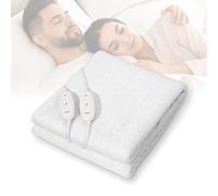 Todeco Surmatelas Chauffant Double Électrique, 160x140cm, 120W Chauffe-Matelas Double XXL pour 2 Personnes, 2 éléments de Commande, avec 3 Niveaux de température, Lavable