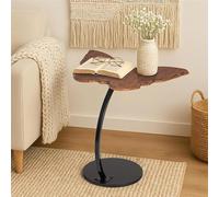 Todeco Table d'appoint Bout de canapé Papillon Design, Table Basse en Forme de C, Tabl e Mobile avec Cadre en Acier pour Salon Chambre Balcon, Marron et Noir